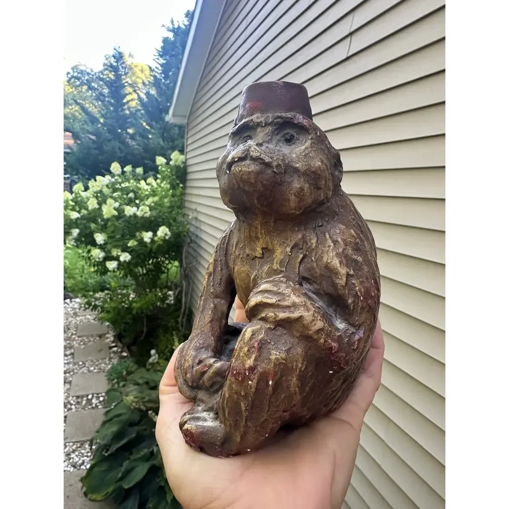 Vintage Gargoyles Studio chalkware monkey candle holder gothic chinoserie 7”